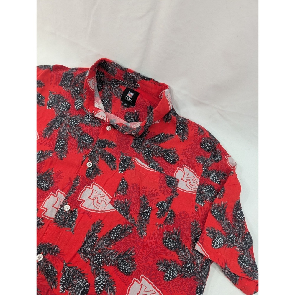 Kansas City Chiefs‎ Shirt Men XL Hawaiian Christmas Red NFL Football Tropical